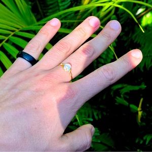 Opalite or Ocean Opal Ring Gold Wire Wrapped Gemstone Ring